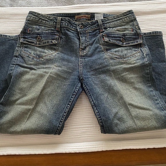 Paris blue woman dirty washed straight leg cropped Jean size 11 Junior - Picture 1 of 13